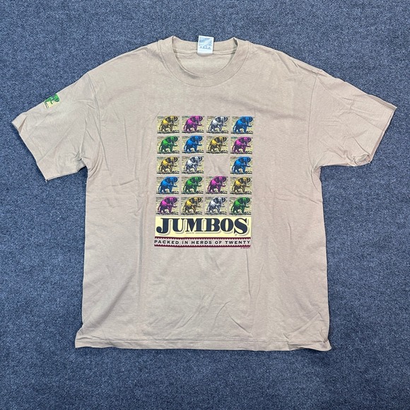 Hanes Beefy Other - VTG 1996 Moonlight Tobacco Jumbos Elephant T-Shirt Hanes Beefy Men's Size XL Tan